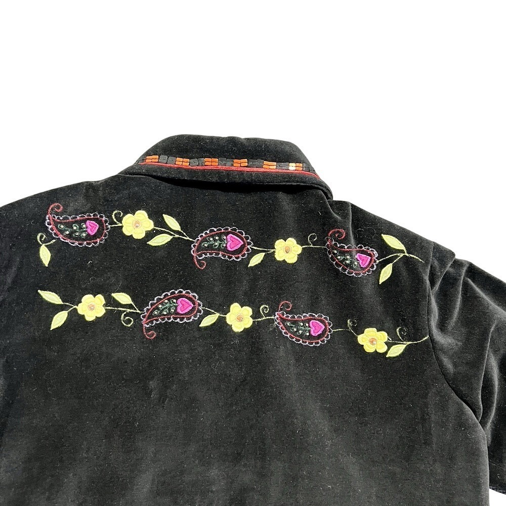 Coldwater Creek Womens Velvet Blazer Size L Multicolor Floral Embellished Art - Picture 3 of 16